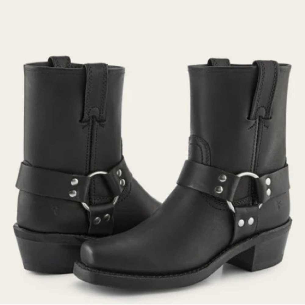 Black Leather Frye Harness 8R Boots women’s size 9M